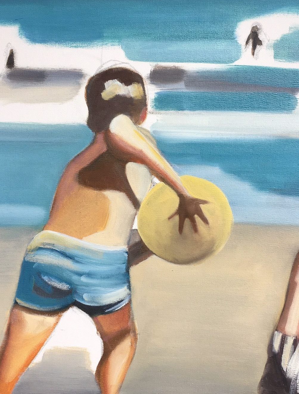 Enfants ballon / Huile sur toile / 50x50 