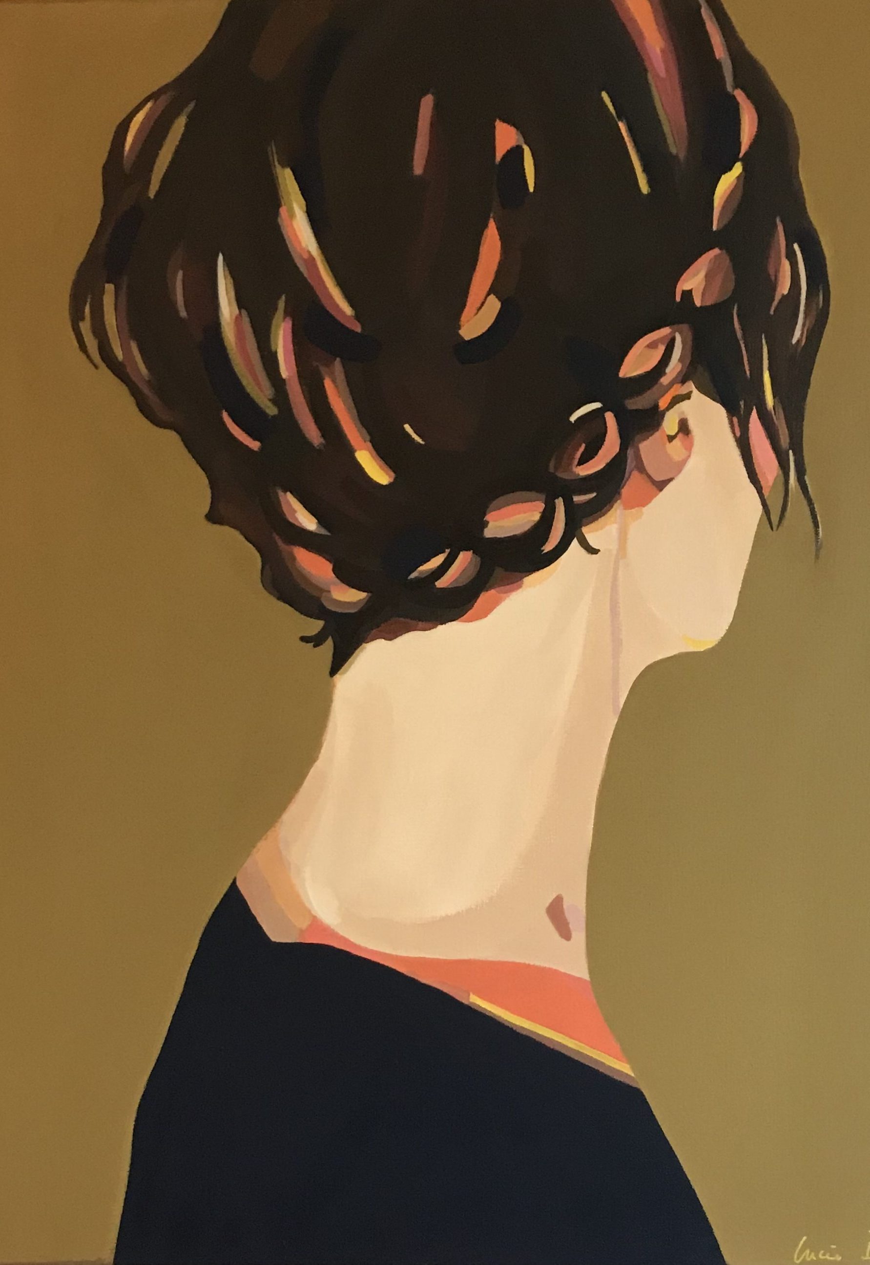 Femme tresses / Acrylique sur toile / 54X65 cm