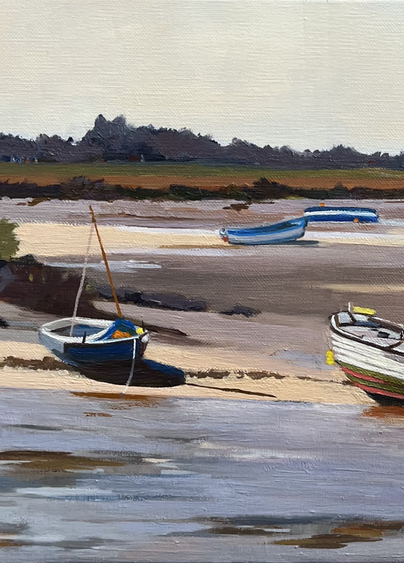 Bretagne barques / Huile sur toile 41x27 cm