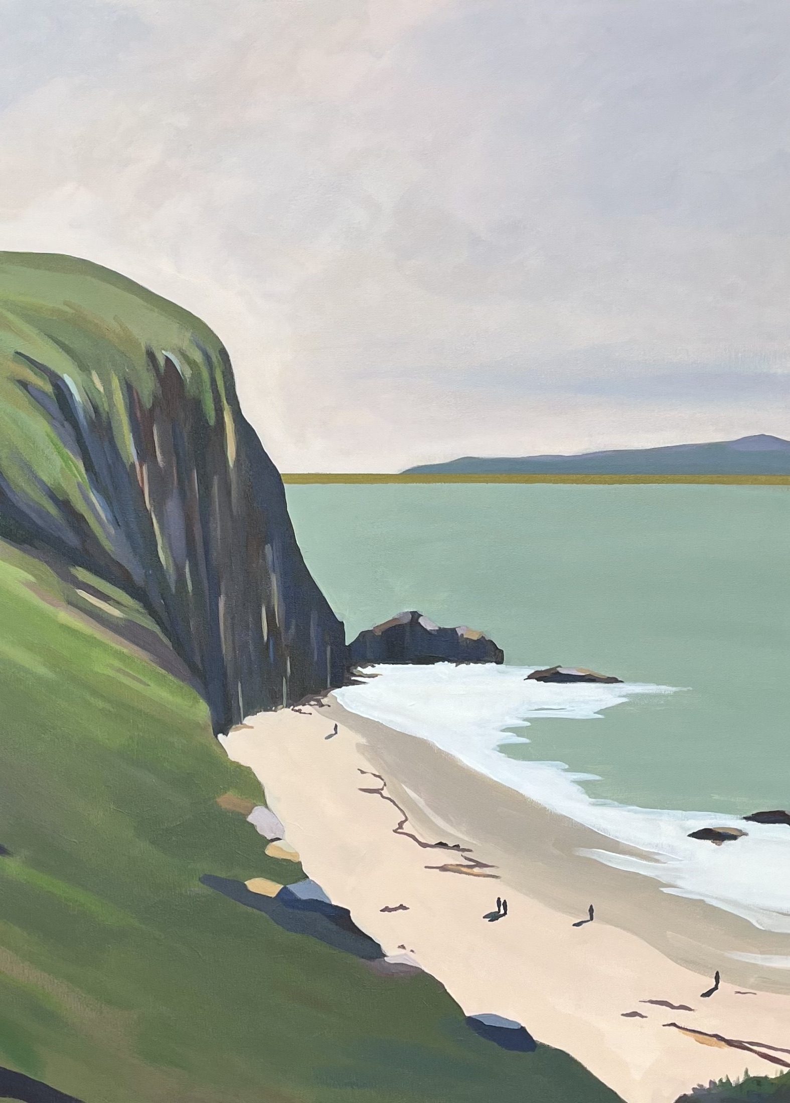 Plage falaises / Acrylique sur toile 80x80 cm