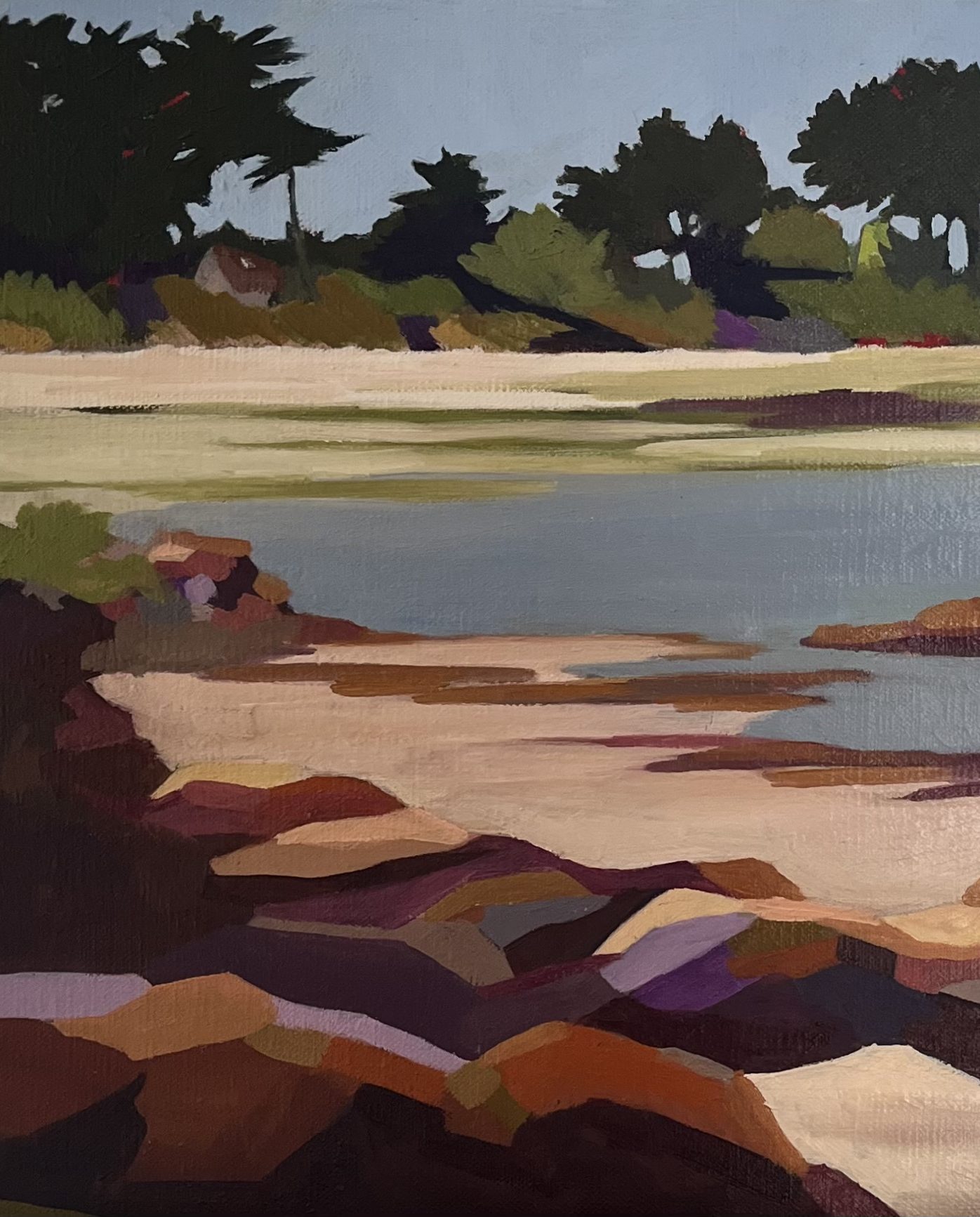 Rochers rivage / huile sur toile / 27x41 cm